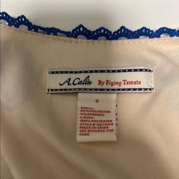 A Calin by Flying Tomato Elegant Cream and Blue Floral Maxi Dress. Size Small - Picture 9 of 9